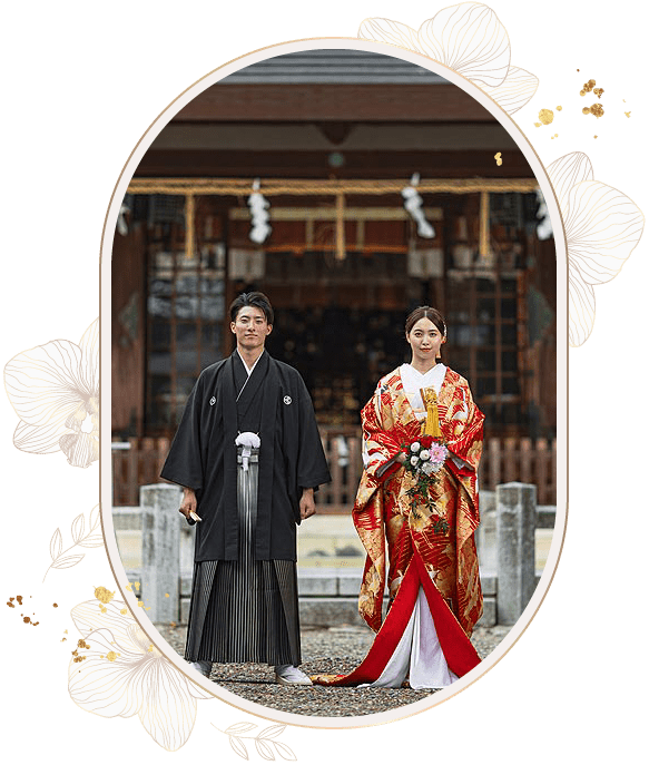 三河の神社で美しい結婚式